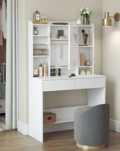 New SONGMICS Panier à linge double avec étagère grège mélangé et gris ardoise