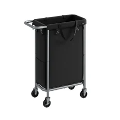 Cheap SONGMICS Panier à linge double avec étagères marron rustique noir