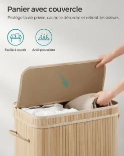 Sale SONGMICS Panier à linge pliable sac à linge amovible et lavable