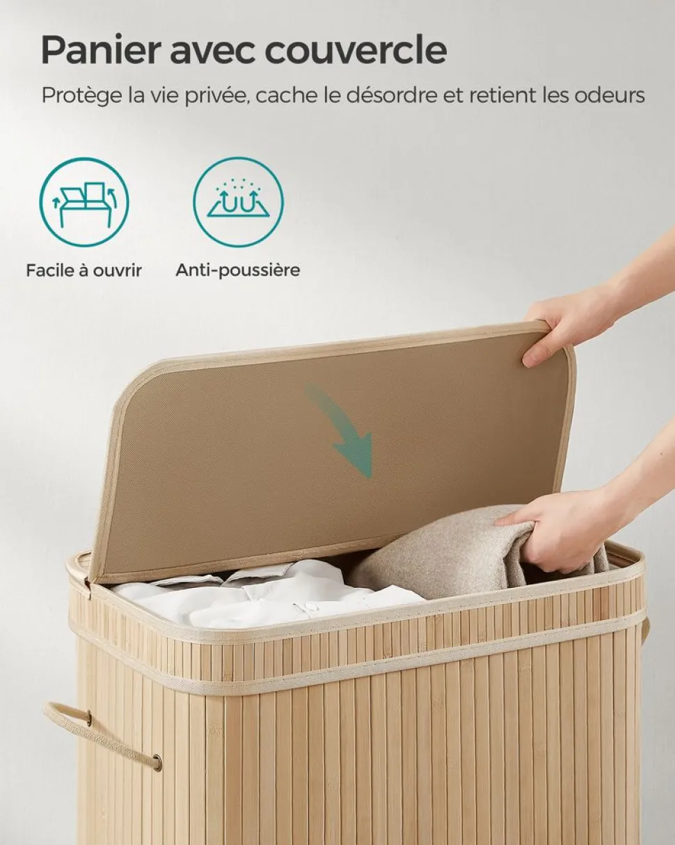 Sale SONGMICS Panier à linge pliable sac à linge amovible et lavable