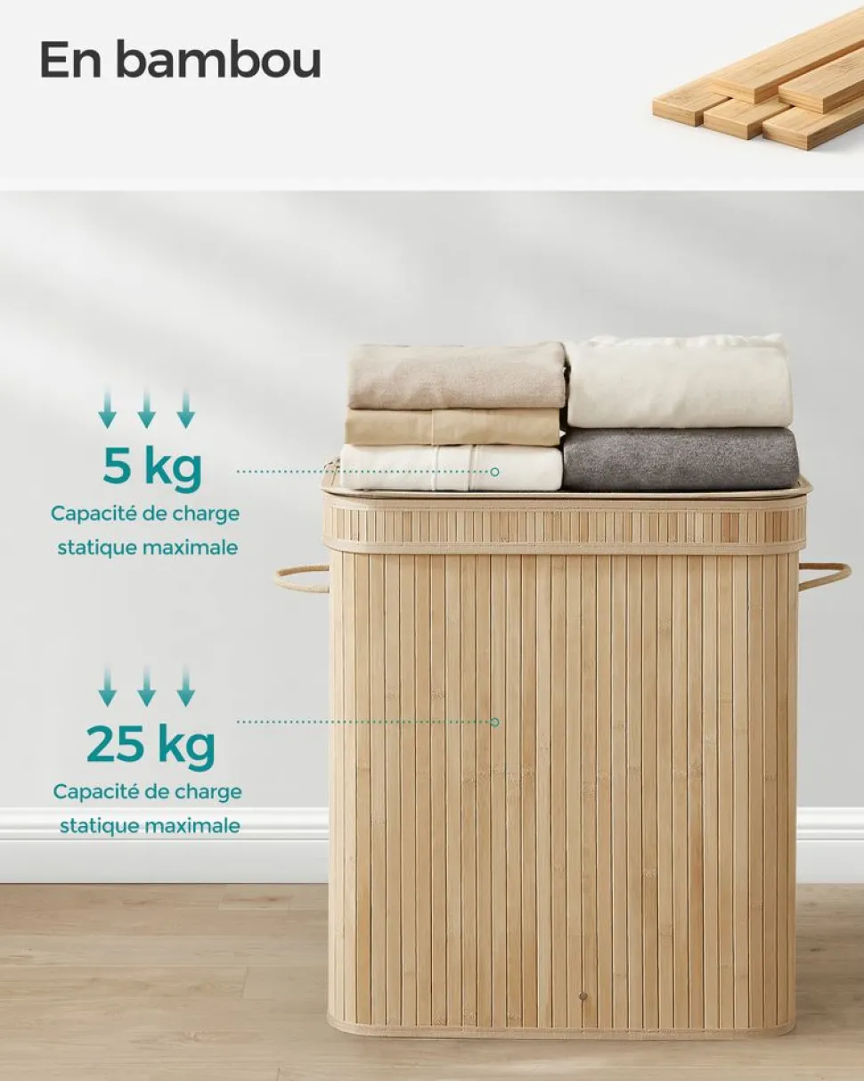 Sale SONGMICS Panier à linge pliable sac à linge amovible et lavable