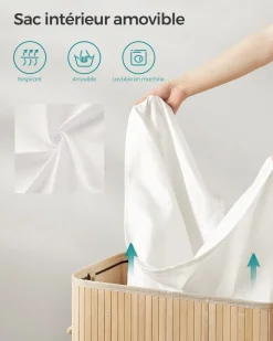 Sale SONGMICS Panier à linge pliable sac à linge amovible et lavable