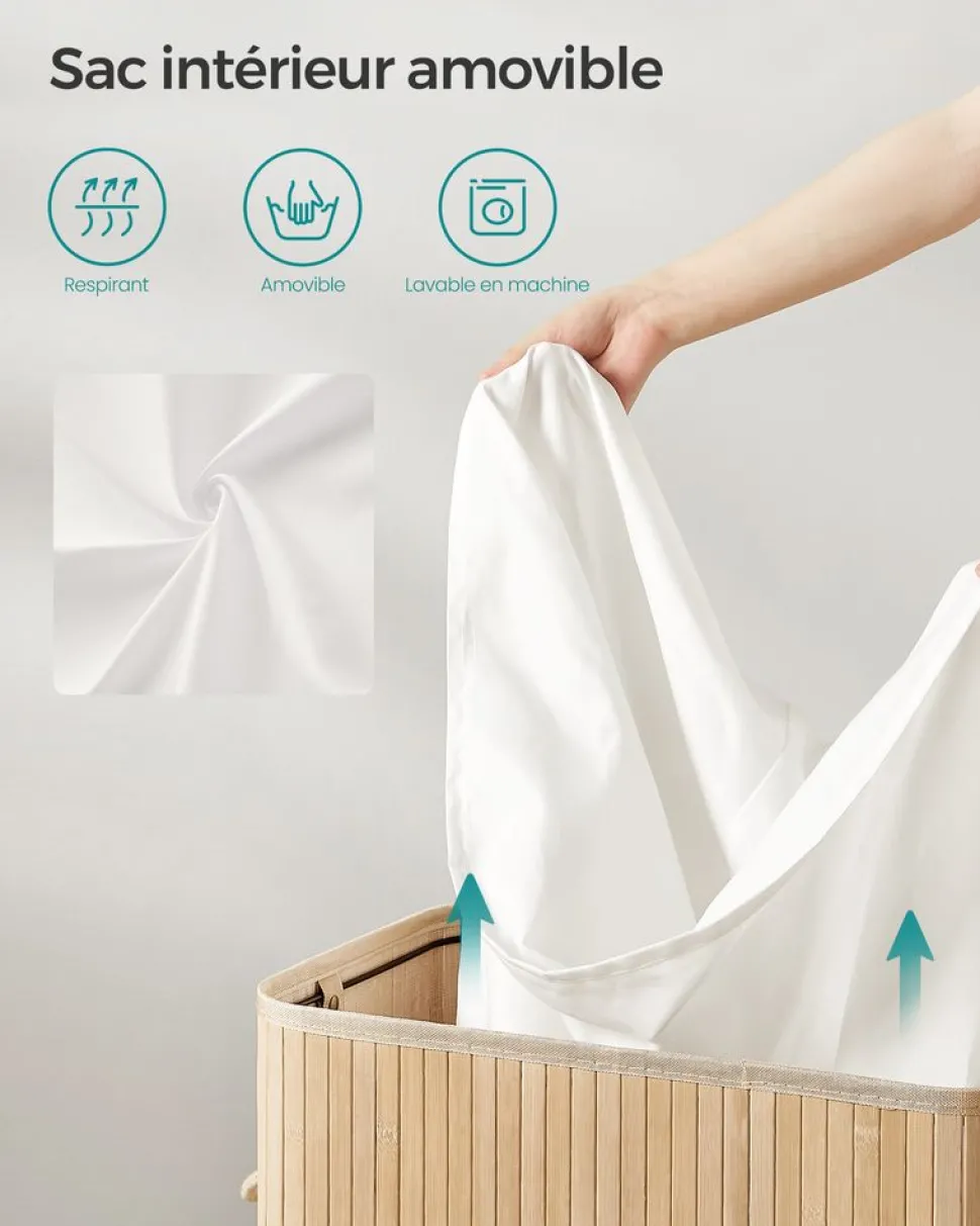 Sale SONGMICS Panier à linge pliable sac à linge amovible et lavable