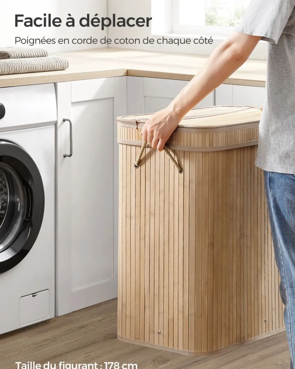 Sale SONGMICS Panier à linge pliable sac à linge amovible et lavable