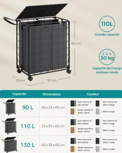 Online SONGMICS Panier à Linge Sale 110L