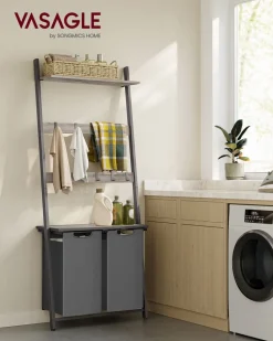 Shop SONGMICS Panier à linge sale 110L noir d'encre et gris ardoise