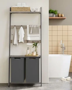 Shop SONGMICS Panier à linge sale 110L noir d'encre et gris ardoise