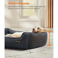 Fashion SONGMICS Panier pour chien 90 x 75 cm Gris