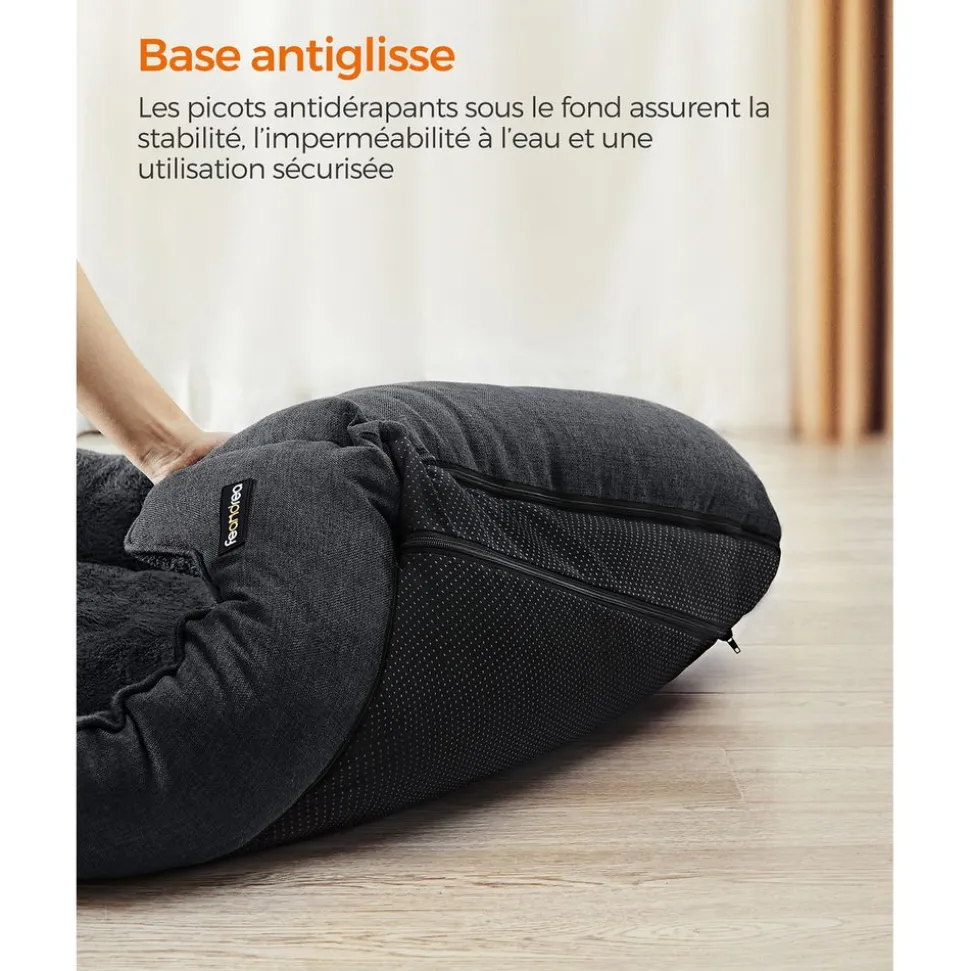 Fashion SONGMICS Panier pour chien 90 x 75 cm Gris