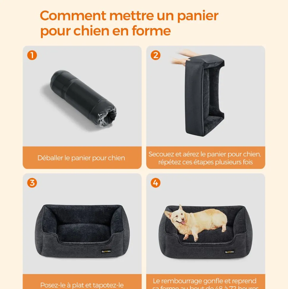 Fashion SONGMICS Panier pour chien 90 x 75 cm Gris