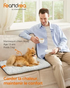 Fashion SONGMICS Panier pour chien 60 x 45 Gris Tourterelle