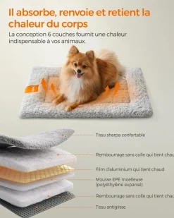Fashion SONGMICS Panier pour chien 60 x 45 Gris Tourterelle