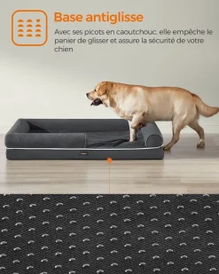 Hot SONGMICS Panier pour chien orthopédique 135 x 107 x 25 cm antidérapant gris foncé