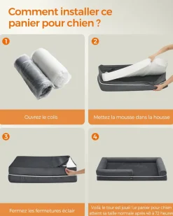 Hot SONGMICS Panier pour chien orthopédique 135 x 107 x 25 cm antidérapant gris foncé