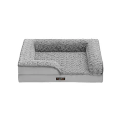 Best Sale SONGMICS Panier pour chien tissu peluche aux motifs roses 71 x 58 x 16 cm gris tourterelle