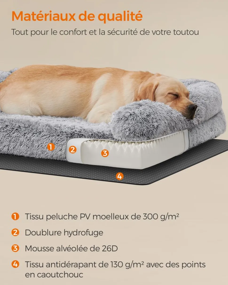 Fashion SONGMICS Panier pour chien XXL gris ombré