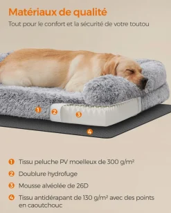 Fashion SONGMICS Panier pour chien XXL gris ombré