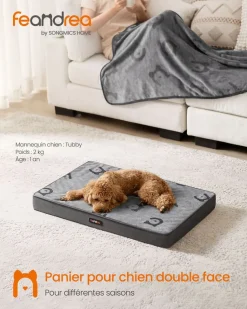 Fashion SONGMICS Panier pour chiens taille m 76 x 51 x 8 cm gris tourterelle