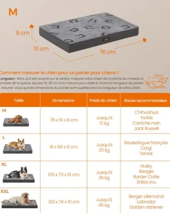 Fashion SONGMICS Panier pour chiens taille m 76 x 51 x 8 cm gris tourterelle