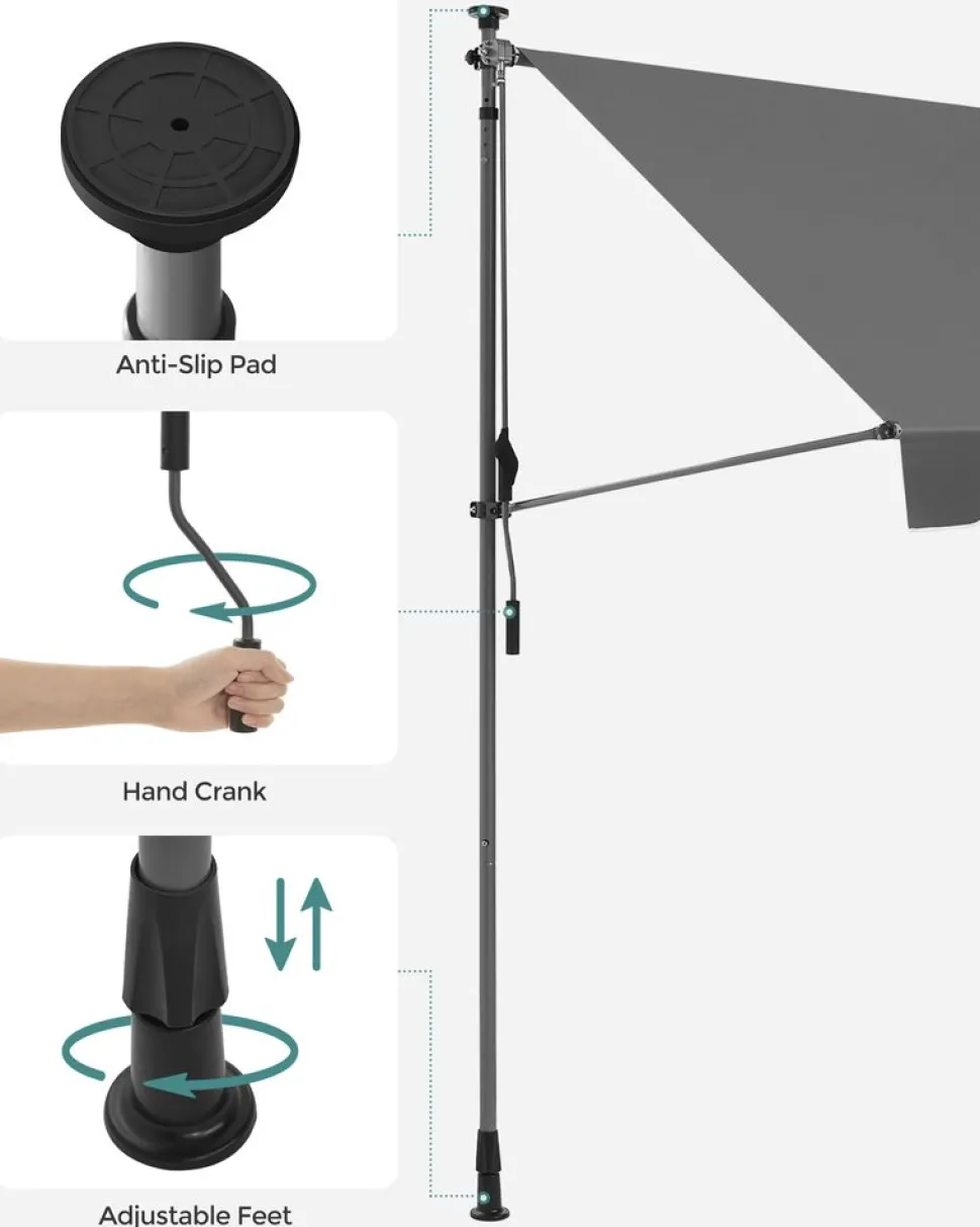 Flash Sale SONGMICS Parasol Ø2 m gris