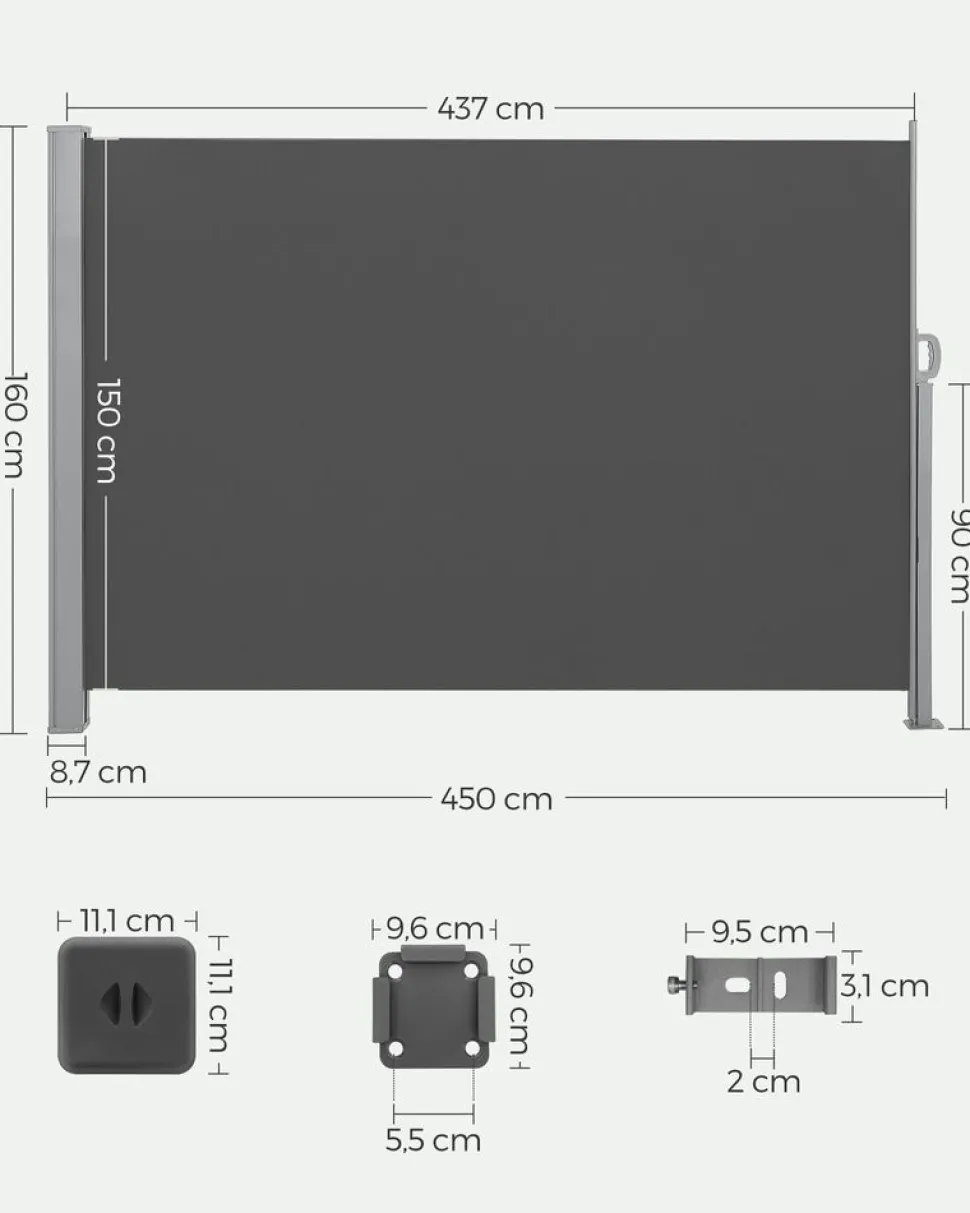 Store SONGMICS Parasol Ø3 m gris