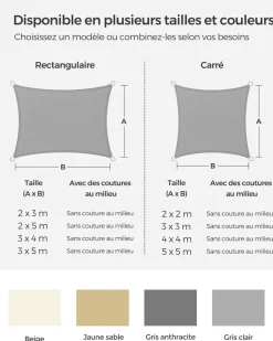 Shop SONGMICS Parasol 3 x 3 m gris