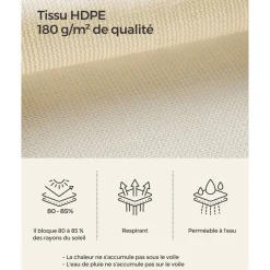 Clearance SONGMICS Parasol bois Ø2,7 m beige