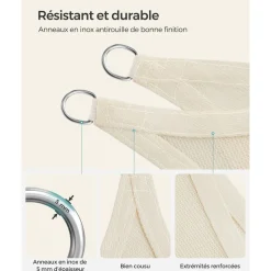 Clearance SONGMICS Parasol bois Ø2,7 m beige