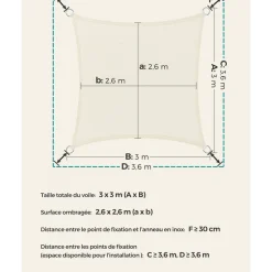 Clearance SONGMICS Parasol bois Ø2,7 m beige