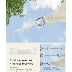 Clearance SONGMICS Parasol bois Ø2,7 m beige