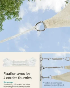 Outlet SONGMICS Parasol de jardin 300 cm avec 28 LED gris tourterelle