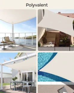 Outlet SONGMICS Parasol de jardin 300 cm avec 28 LED gris tourterelle