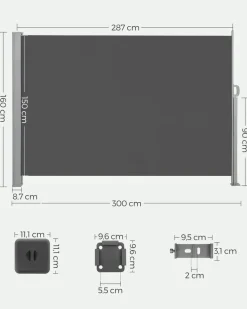 Discount SONGMICS Parasol de jardin 300 cm inclinable gris tourterelle