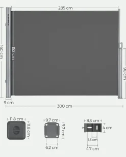 Discount SONGMICS Parasol de jardin 300 cm inclinable gris tourterelle