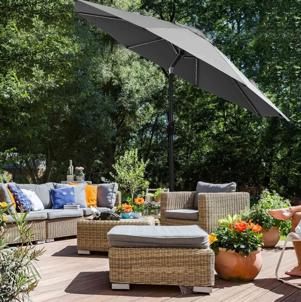 Shop SONGMICS Parasol LED Ø3 m gris