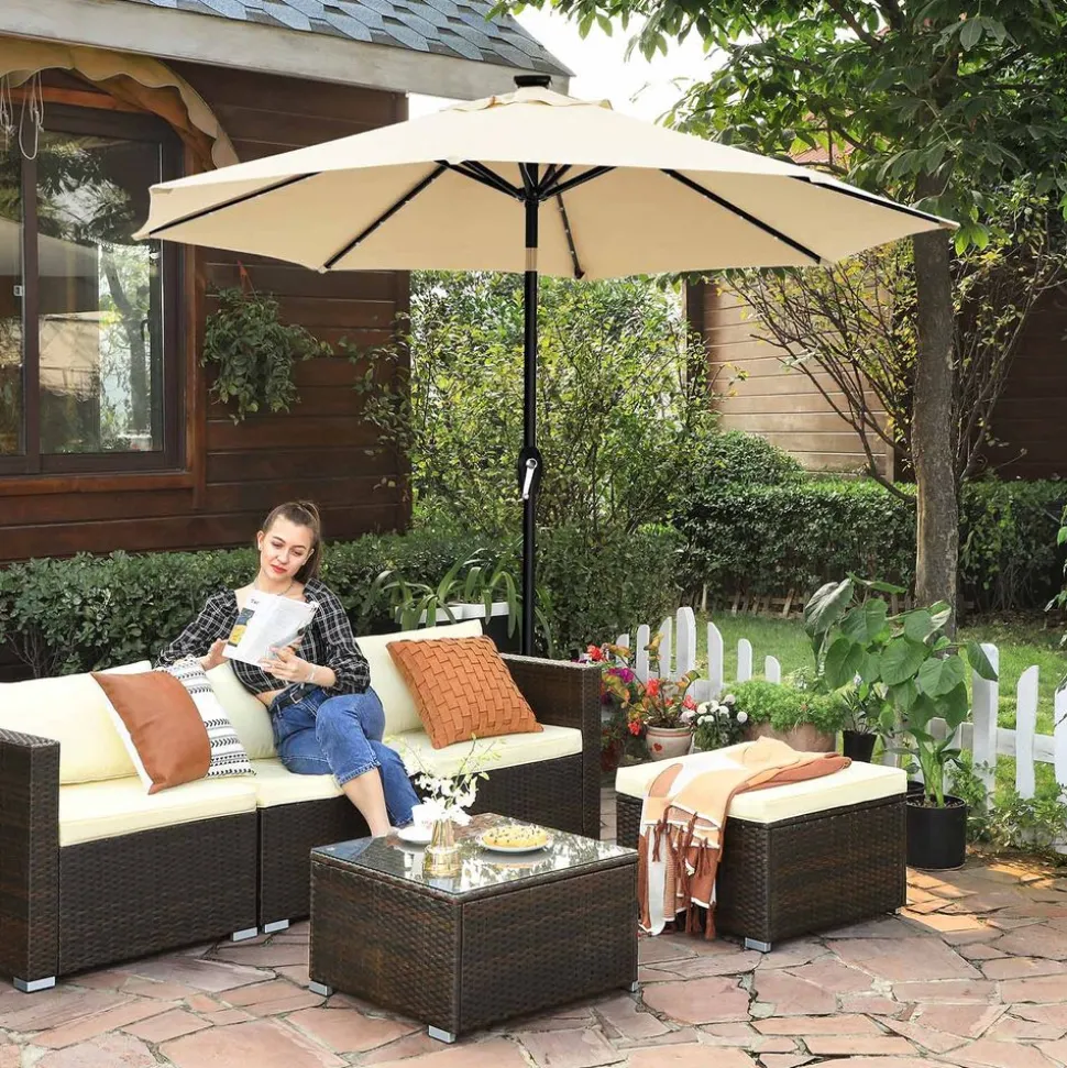 Shop SONGMICS Parasol LED Ø3 m gris