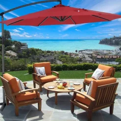 Flash Sale SONGMICS Parasol LED Ø2,7 m gris