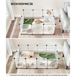Fashion SONGMICS Parc enclos en plastique blanc