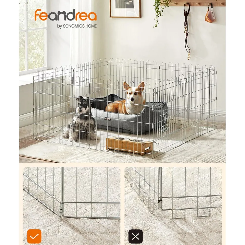 Cheap SONGMICS Parc pour chien 159 x 159 x 61 cm Argent