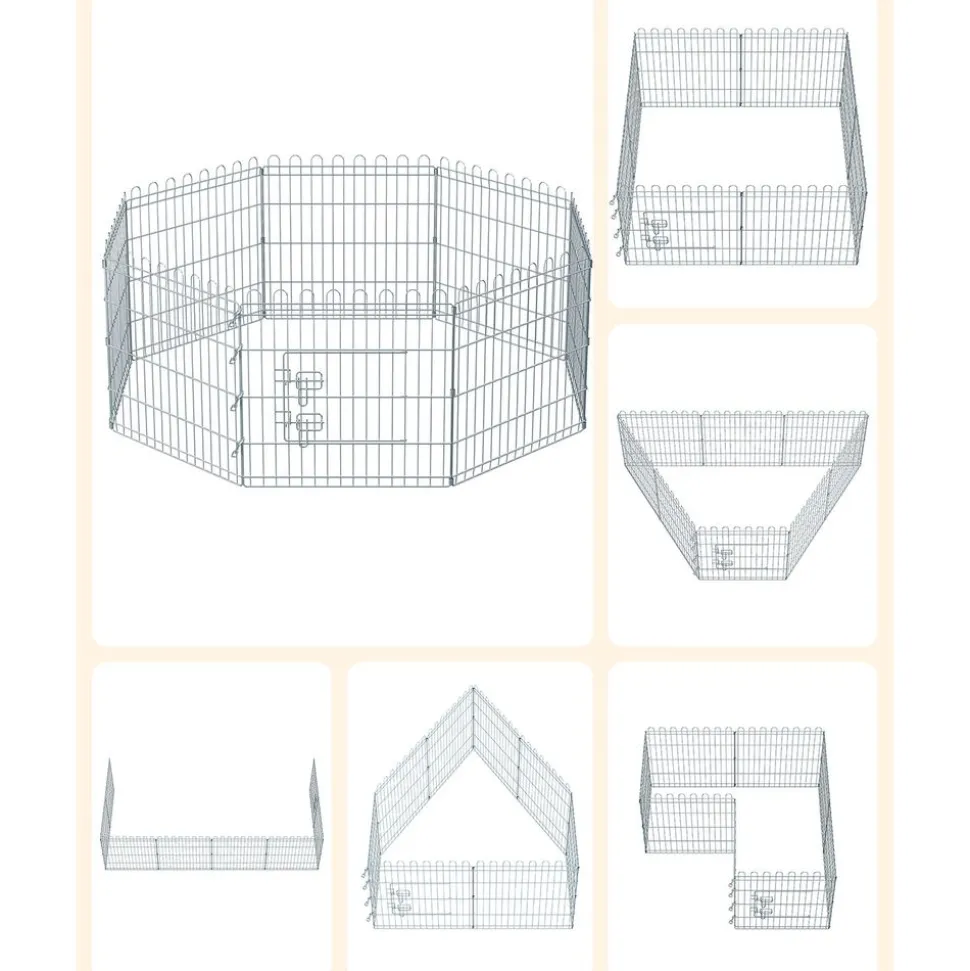 Cheap SONGMICS Parc pour chien 159 x 159 x 61 cm Argent
