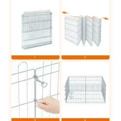 Cheap SONGMICS Parc pour chien 159 x 159 x 61 cm Argent