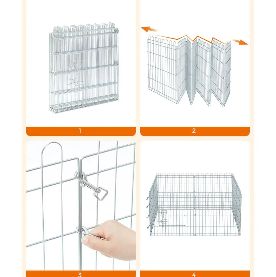 Cheap SONGMICS Parc pour chien 159 x 159 x 61 cm Argent