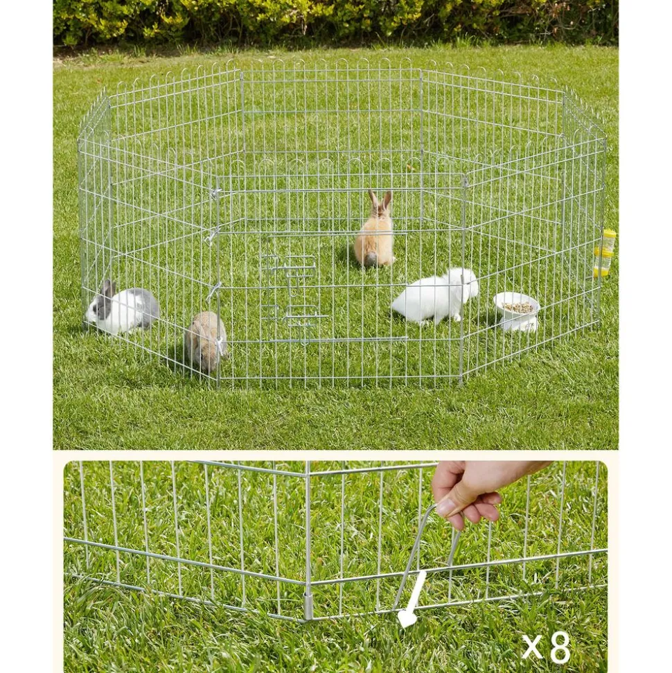 Cheap SONGMICS Parc pour chien 159 x 159 x 61 cm Argent