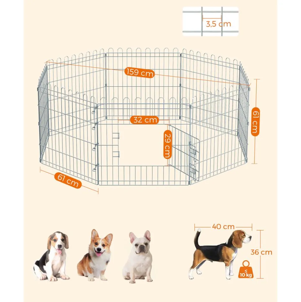 Cheap SONGMICS Parc pour chien 159 x 159 x 61 cm Argent