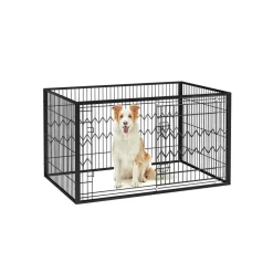 Store SONGMICS Parc pour chien 122 x 80 x 70 cm Noir