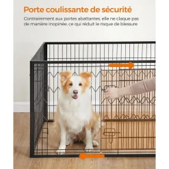 Store SONGMICS Parc pour chien 122 x 80 x 70 cm Noir