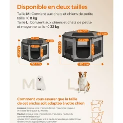 Outlet SONGMICS Parc pour chien octogonale 72 x 72 x 43 cm gris clair foncé Gris Foncé + Gris Clair