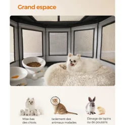 Outlet SONGMICS Parc pour chien octogonale 72 x 72 x 43 cm gris clair foncé Gris Foncé + Gris Clair