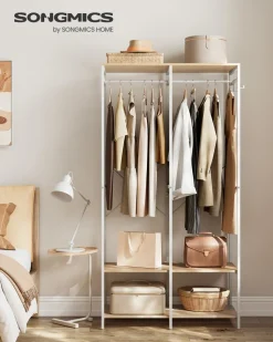 New SONGMICS Penderie 2 tiroirs et 4 étagères Marron Rustique