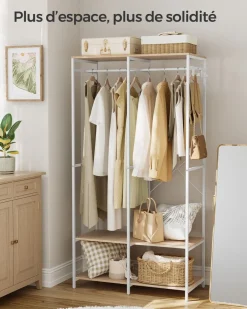 New SONGMICS Penderie 2 tiroirs et 4 étagères Marron Rustique